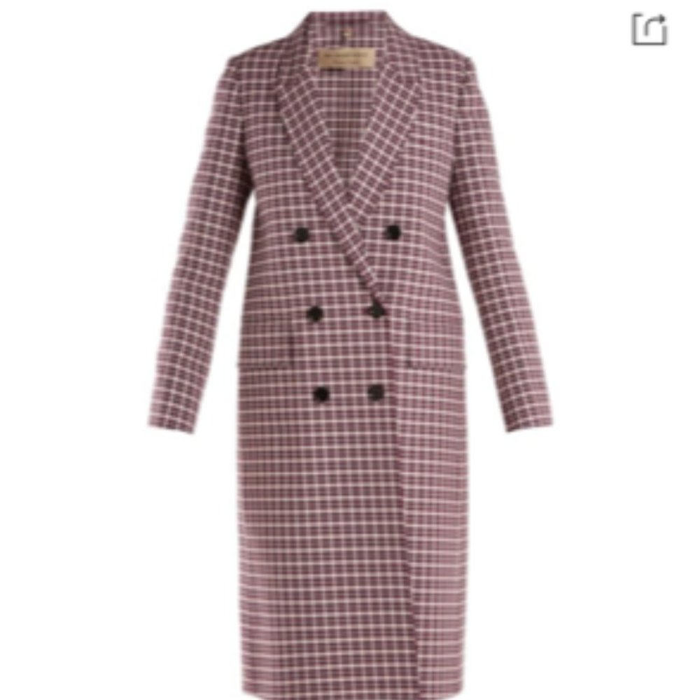Burberry Burgundy Double Faced Cotton Twill Tailored Coat - Picture 2 of 11